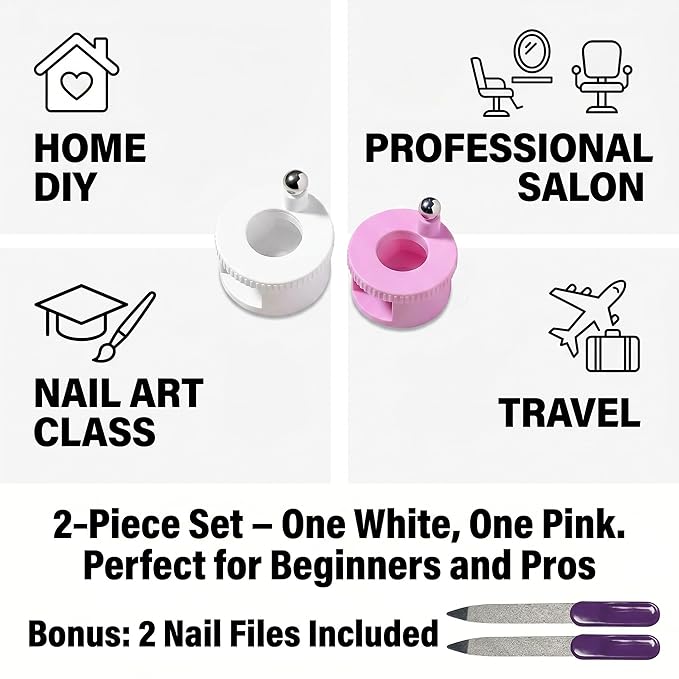 2 Pack-Rotating Cat Eye Magnet, Cat Eye Nail Magnet with N40 Strong Force for Glass Bead, Low Powder, Large Particle Gels, 360° Rotation for DIY and Salon (Pink and White)