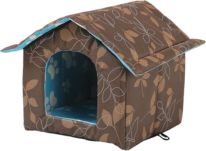 Outdoor Cats Warm House, Waterproof Washable Winter Warm Pet Supplies Furniture Bed Cave Foldable Stray Cats Shelter Pet House Kennel Square S Brown