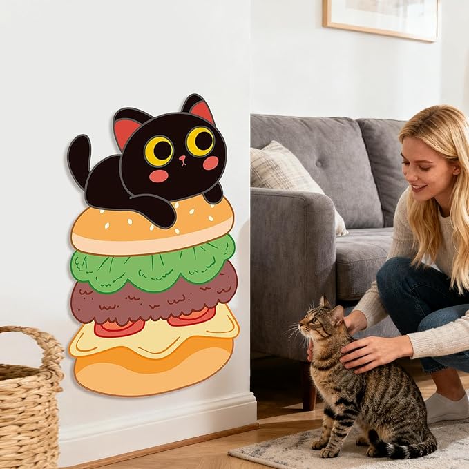 Wall Mounted Cat Scratcher, Self Adhesive Scratching Furniture Protector, Funny Cat Scratch Wall Pad for Climbing, Indoor Pet, Couch, Bed, Door, Floor