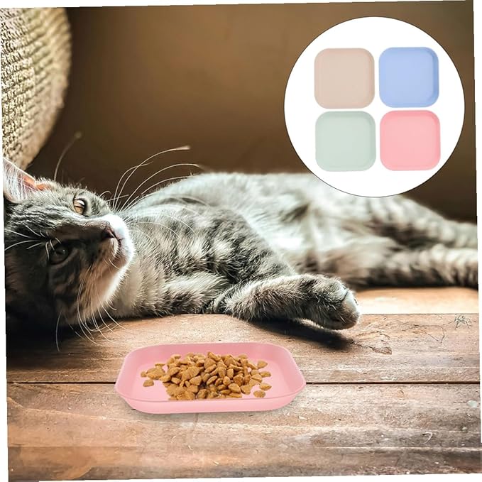 Beaupretty 8pcs Shallow Square Cat Bowls Kitten Food Dishes Set Small Size Multi-Color for Indoor Feeding and Watering