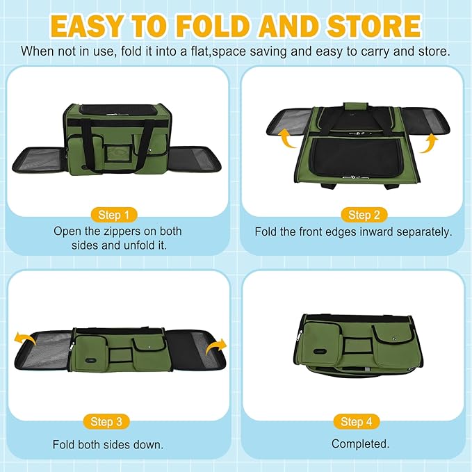 HUANLANG Cat Carrier Airline Approved,Soft-Sided Dog Carriers for Small Dogs Medium Cats,Pet Travel Carrier Up to 20 Lbs,Collapsible Cat Bag