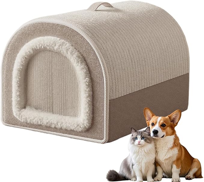 Outdoor Cat Houses, Winter Pet Indoor House Cat Mat, Washable Warm Plush Enclosed pet Bed, Shelter for Kitten/Puppy/Living Room/Bedroom/Playing Resting Napping