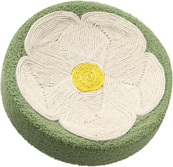 Cat Scratcher Bowl Sisal Scratching Board Lounge Bed Furniture Protector Sofa Couch 15.35inch Green Flower