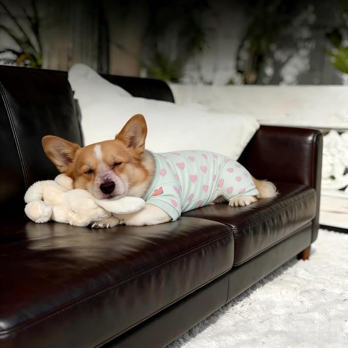 Dog Pajamas Polyester Dog Pajama Cozy Dog Pjs Soft Dog Onesie Pajamas for Dogs Stretchy Dog Pajamas Dog Clothes with Heart Pattern, XXX-Large
