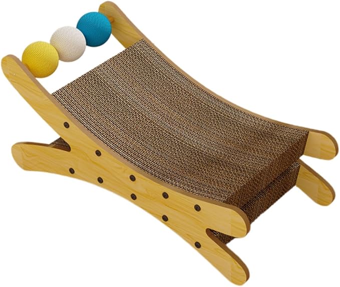Cat Couch Scratcher Scratching Pad Modern Pet Furniture Cardboard Scratching Nest Cat Bed for Resting Playing Sleeping- Wood Color