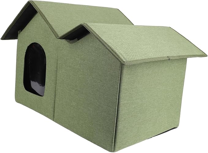 AYNEFY Cat Beds Furniture Outdoor Cat Cave Spacious Peaked Design Enclosed Hideaway with Portable Folding Design for Year Round Comfort Foldable House for Indoor Cats (OD Green)