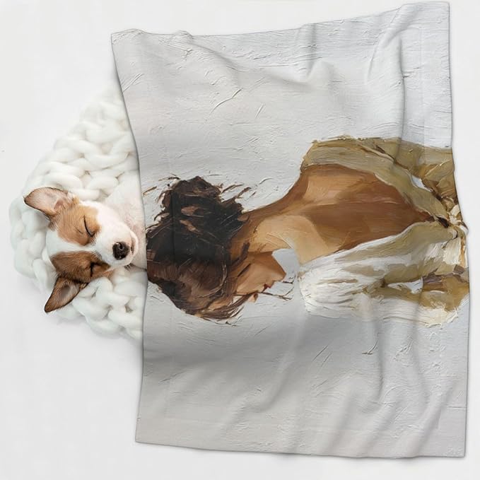 Cat Dog Blanket Woman Back Brushstrokes Minimal Ultra Soft Warming Mat for Indoor Pet Beds Furniture 27.6 X 19.7inch
