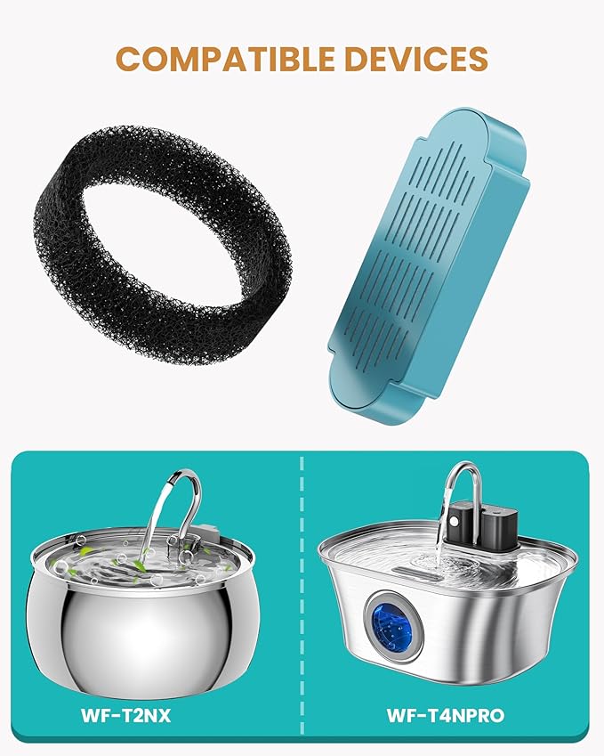 Cat Water Fountain Filters,Pet Water Fountain Replacement Filter for 108oz/3.2L and 135oz/4.0L Adjustable Water Flow Cat Fountain