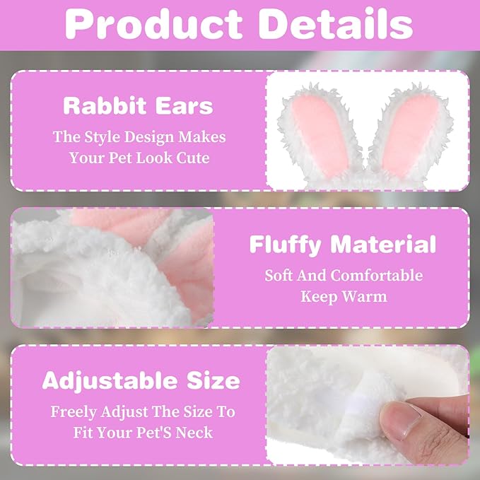 Cat Easter Bunny Ears Small Dogs Easter Rabbit Ear Costume Pet Cats Bunnys Rabbit Hat with Ear Pet Accessory Bunny Ears for Cats Cute Headwear Easters Pets Party Costume for Cat Puppy