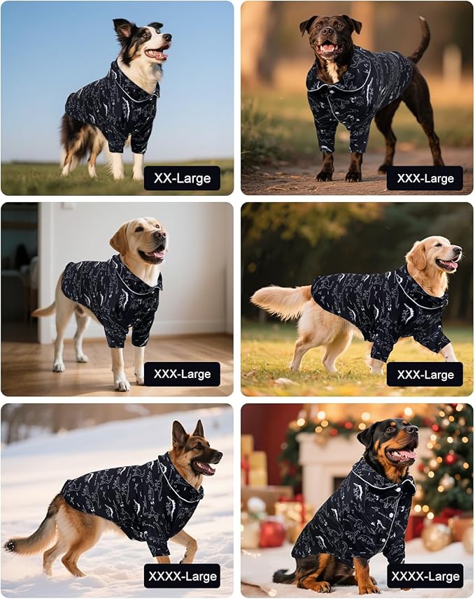 CuteBone Two-Leg Velvet Pet Pajamas Girl Dog Clothes - Soft, Cozy, and Stretchy Boy Pjs for Medium, Large Dogs and Cats Winter Sleepwear Apparel LTP08-4XL