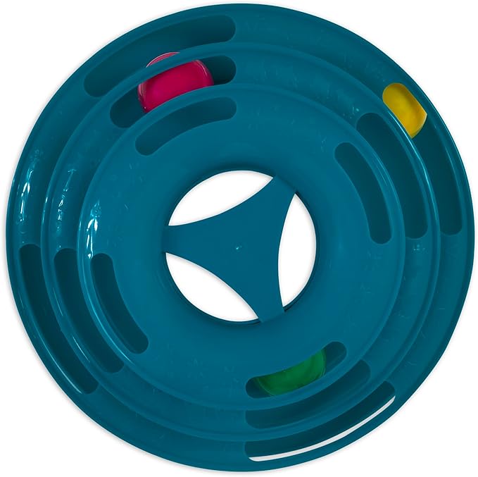 Pet Zone Busy Ball Three Tier Cat Tower Plastic Rattle Toy Fun Cat Toy with 3 Balls for Hunting Instincts,