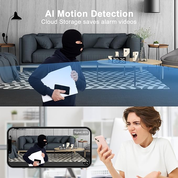 Full HD 1080P WiFi Camera,Pet Indoor Nanny Cam with Night Vision Motion Detection Ideal for Pet Nanny Use