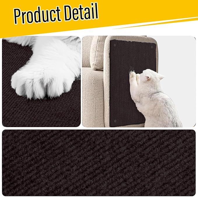 YONGJOY Cat Scratch Couch Furniture Protector, Adhesive Cat Scratch Pad Deterrent for Furniture, DIY Climbing Scratcher for Indoor Cats (Brown, 78.7x15.8 in)