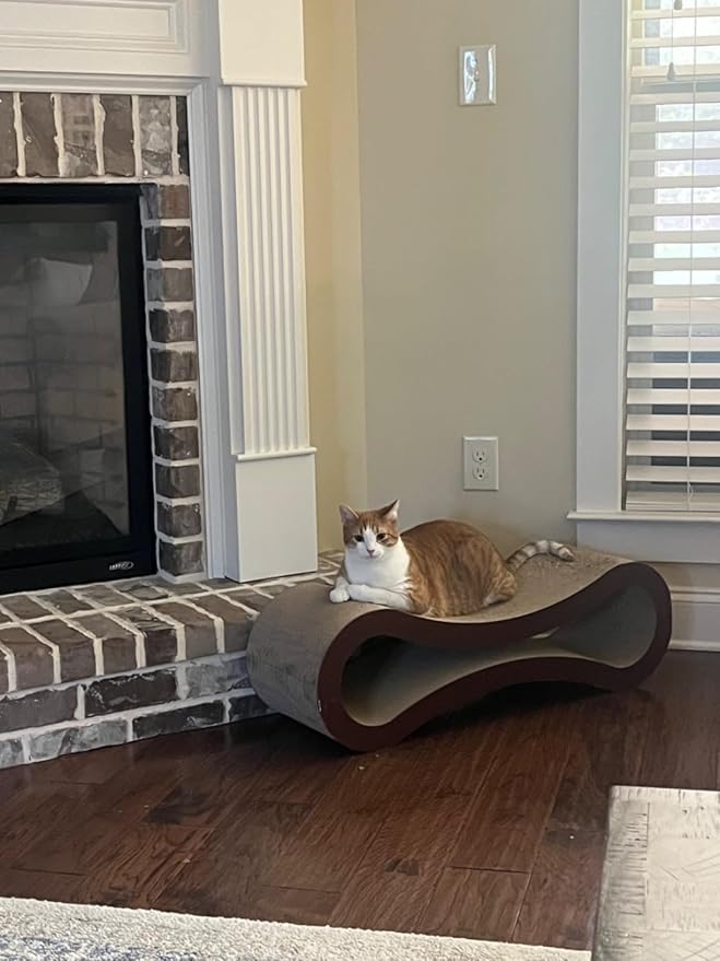 Extra Large Cat Scratcher Cardboard Bed, 34" Horizontal Cat Scratcher Cardboard Lounger, 100% Recyclable & Reversible Durable Board Pads Prevents Furniture Damage