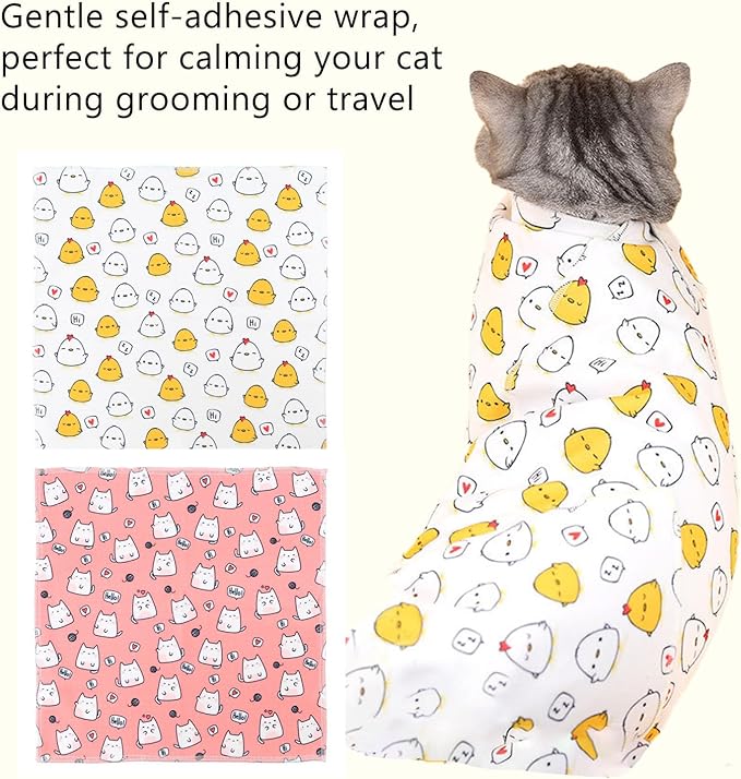 21.7'' Cat Grooming Wrap for Cutting Nails - Escape Proof Cats Restraint Wrap for Nail Clipping,Kitten Swaddle Wrap,Anti-Scratch & Anti-Bite,Easy Clipping & Care Pet Tool(M (up to 6 lbs)