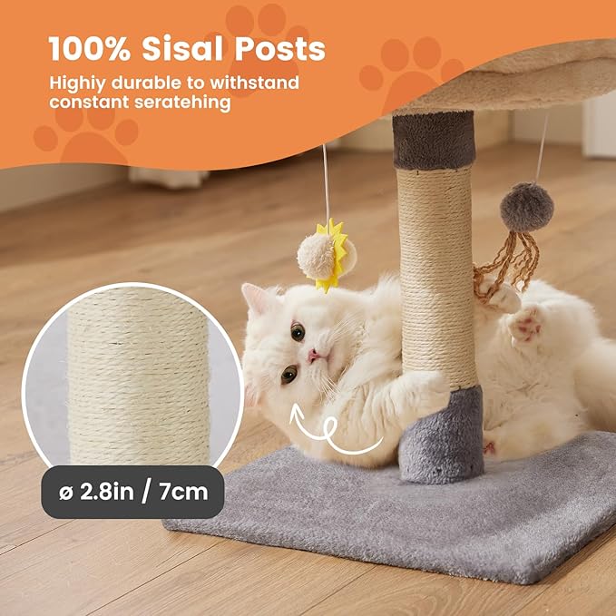 Gardner Pet 20" Cat Tree, Solid Wood Small Cat Tree, Compact Cat Tower Perch for Kittens (Grey, Circle)