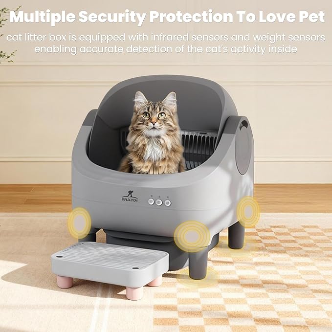 Automatic cat Litter Box, Supports APP Remote Connection, Health Monitoring System, Low-Noise and Quiet, Equipped with high-Barrier Protection