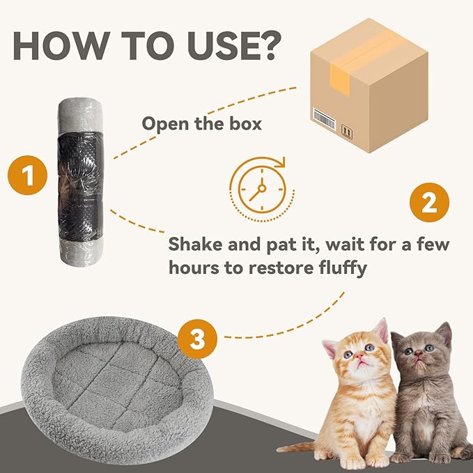 Small Cat Bed Mat with Surrounding Pillow, 11.81" Round Pet Cushion for Cats Puppy Rabbits Curling Sleep, Indoor Furniture/Carrier/Crate Pet Self Warming Pad, Washable, Small