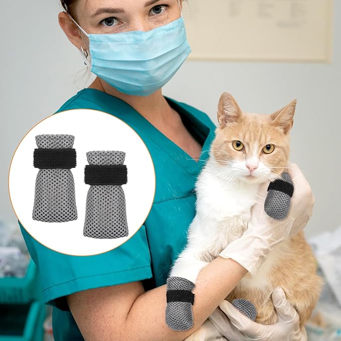 4 Pcs Cat Mittens to Prevent Scratching Adjustable Cat Claw Protectors Covers Mesh Breathable Cats Shoes Kitten Shoes Socks Booties Anti Scratch Kitten Foot Covers for Pet Bathing Cutting Nails