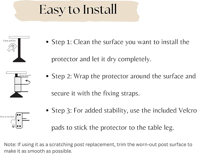 Furrther Boho Sisal Cat Scratcher Mat with Hook and Loop Strips (Scratch Protector for Carpet, Sofa, Wall and Furniture), Durable and Shedding-Resistant Surface (Table Leg Protector, Fishbone)