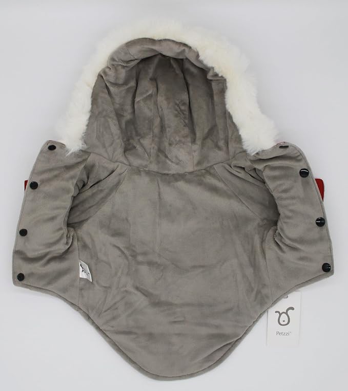 Pet Warm Dog Coat for Winter Dog Clothes Hooded Dog Jacket for Small Puppies Medium Large Dog Cat Clothes Insulated Padded Snow Jacket for Cold Weather Faux Fur (Small, Dark Red)