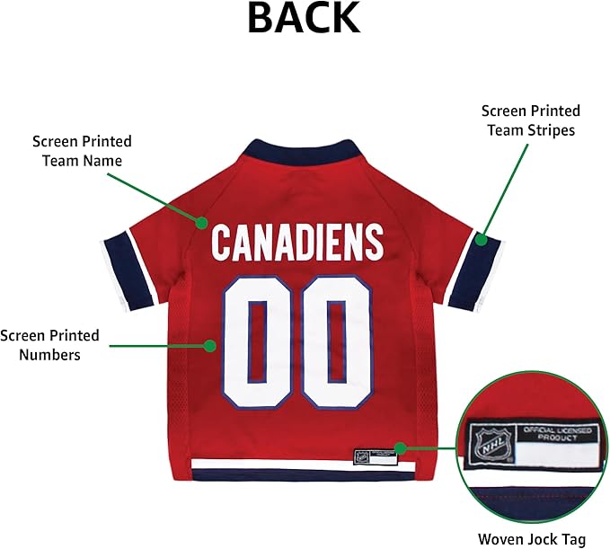 Pets First NHL Montreal Canadiens Jersey for Dogs & Cats, Large. - Let Your Pet Be A Real NHL Fan!