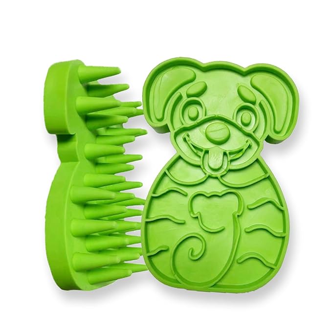 Pet Bath & Massage Brush,Pet Grooming Brush,Soft Rubber Scrubber for Brushing,Massaging,Bathing,Shampooing and Reducing Hairballs (Green, Style 3)