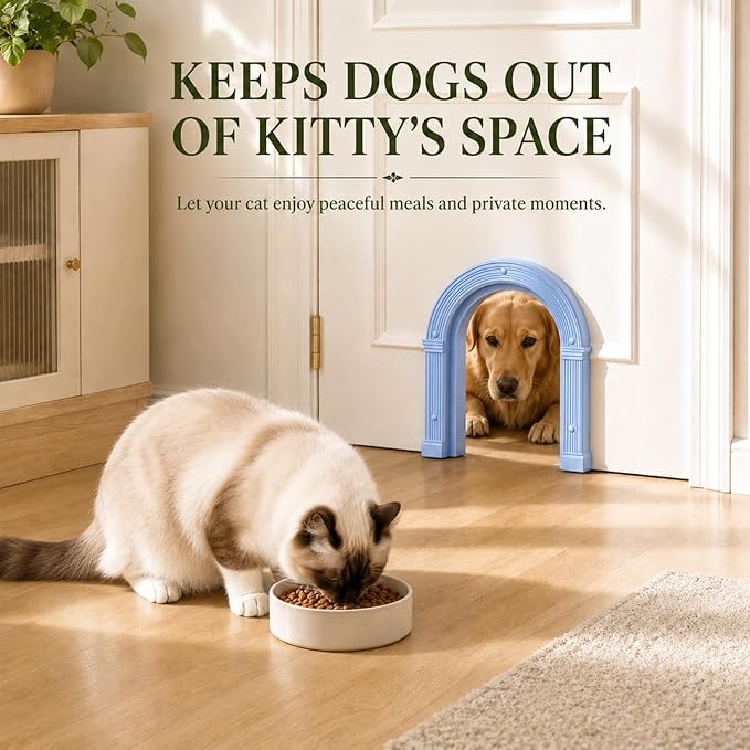 Cat Door for Interior Doors Large - No-Flap, No Training Needed, Indoor Cat Door Fits Cats Up to 25 lbs, Easy Installation, Installs in Minutes, Fits 1.25" to 1.75" Thick Solid & Hollow Doors Blue