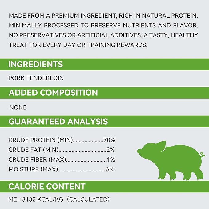 OPET Freeze Dried Pork Treats for Cats & Dogs,Single Ingredient Grain Free High Protein Pet Food,Healthy Training Sliced Fillets Snacks (Pork, 5.92 Ounce)
