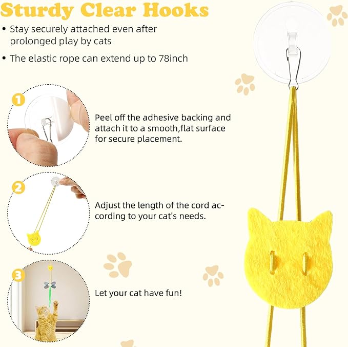 Leitee 20 Pcs Interactive Cat Toys with Hanging Balls Feather Teaser Retractable Toys for Indoor Kitten Self Play Make Fun Exercise Cat Enrichment Balls for Small/Medium/Large Cats to Keep Them Busy