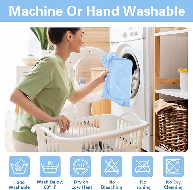 Pet Bathrobe Towel Dog Cat Drying Coat Super Absorbent Cute Dogs Bath Towel Hooded Robe Adjustable Collar & Belly Strap for XSmall to XLarge Pets (Blue, Large)