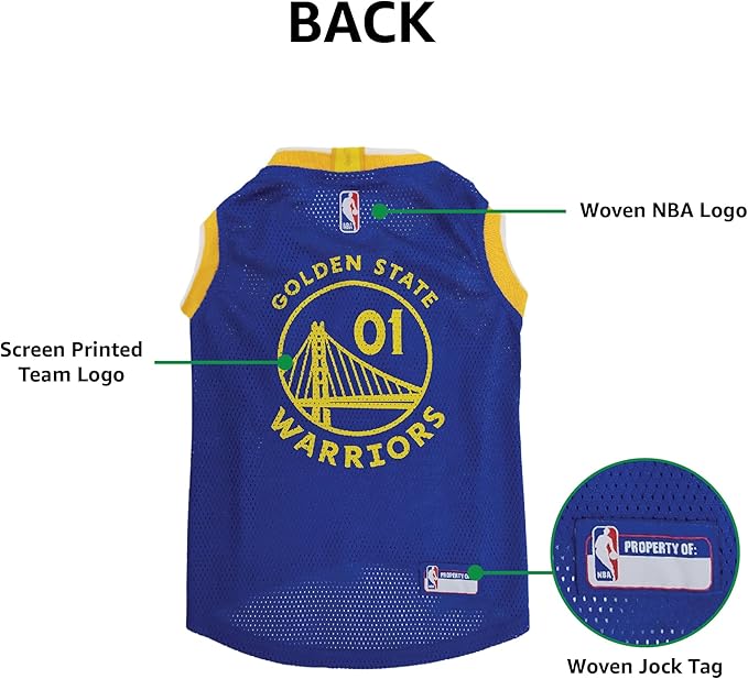 Pets First NBA GOLDEN STATE WARRIORS DOG Jersey, Small - Tank Top Basketball Pet Jersey