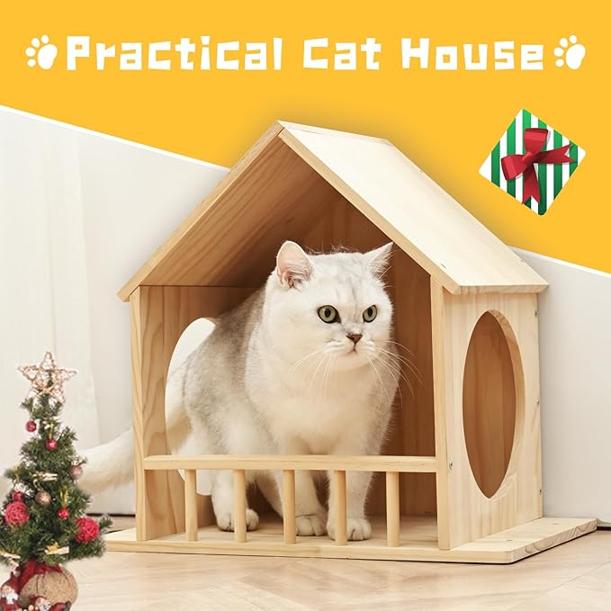 Cat Wall Shelves 9pc with 2 Wooden Condos, Wall Mounted Cat Furniture for Large Cats, Cat Climbing Wall Perch with Scratching Posts, Space Saving Cat Activity Tree