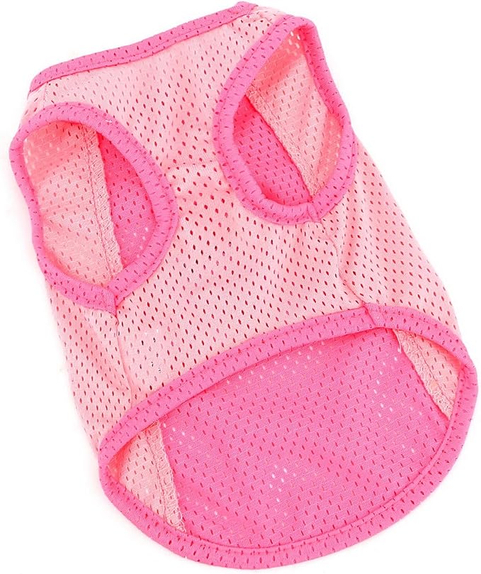 PAIDEFUL Breathable Mesh T-Shirt for Small Dogs Summer Doggie Cool Vest Soft Lightweight Puppy Tee Shirts Sleeveless Pet Tank Top Sweatshirts Cozy Chihuahua Clothes Cat Apparel D-Ring,Pink,XL