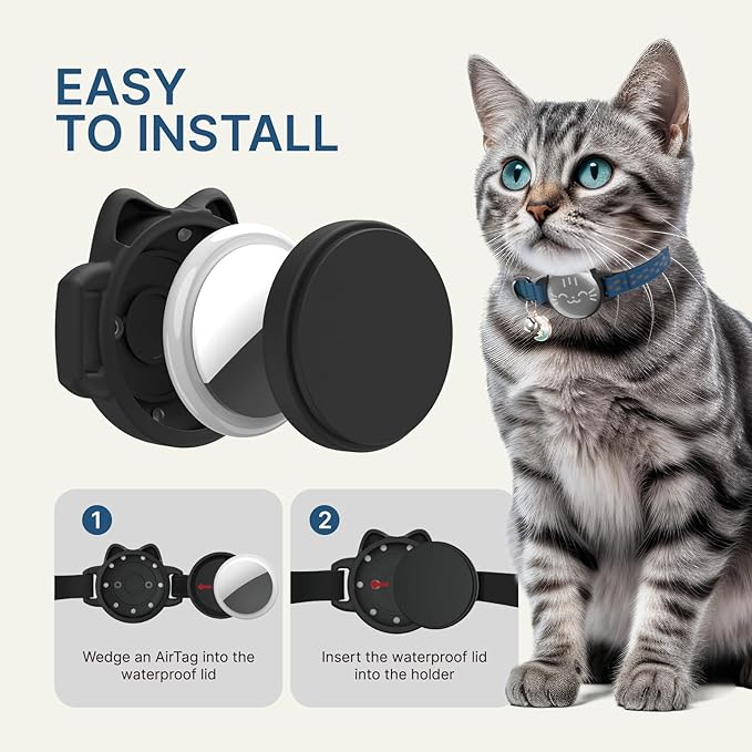 Waterproof Airtag 2nd & 1st Cat Collar, Breakaway Cat Airtag Collar with Luminous & Reflective Pattern Strap, Lightweight Kitten Collars for Apple Air tag, Hidden Holder - Cats, Kittens