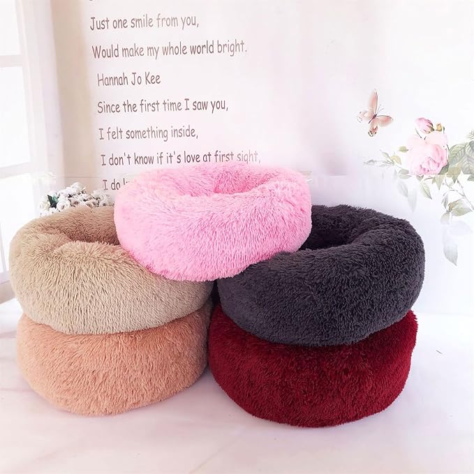 Thereisno Soft Handmade Pet Bed for Cat or Small Dog Detachable Round Bed for Fall Winter Indoor Sleeping Furniture Cat Bed