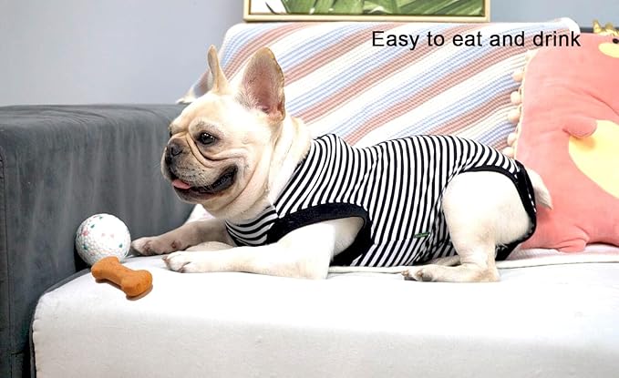 Dogs Cats Recovery Suit After Surgery Professional Pet Recovery Shirts Dog Abdominal Wounds Bandages Black-White XL