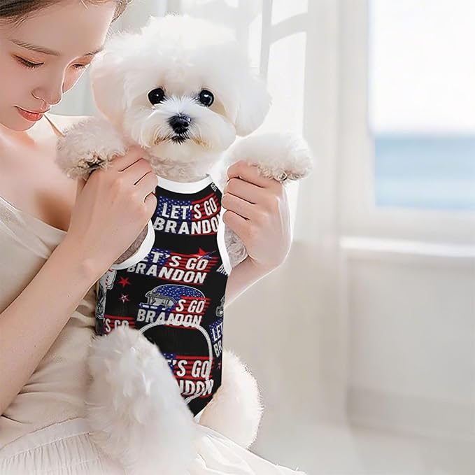 Recovery Suit for Dogs After Surgery Dog Onesie Surgery Recovery Suit for Spay Lets Go Brandon Black and White American Flag Surgical Pajamas Bodysuits