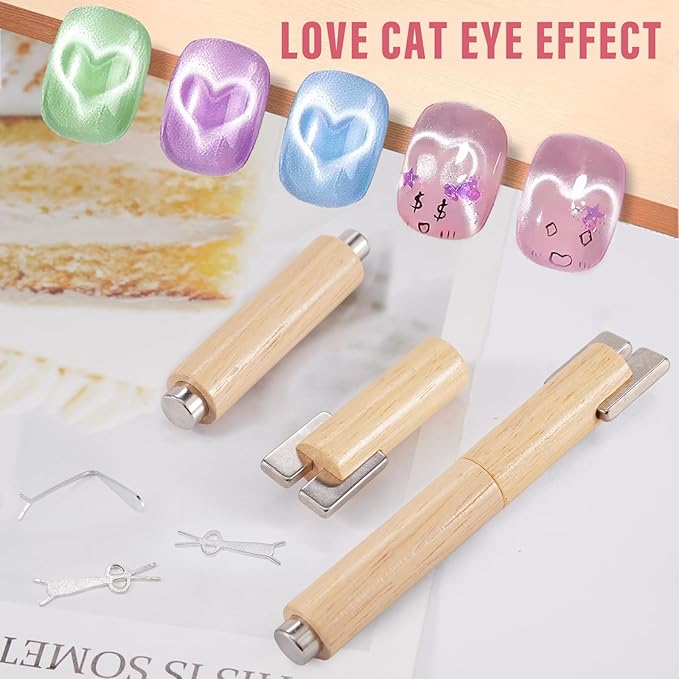 4 In 1 Cat Eye Magnet For Nails With Y-Shape And Bunny Mold For Heart And Bunny Cat Eye Pattern Nail Magnet Set For Nail Art,Multifunctional Nail Polish Magnet, Strong Magnet For Nails
