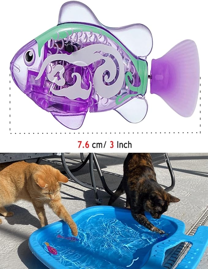 Swimming Fish Toy for Cats,Glowing Waterproof Cat Water Toy with Adjustable Speed and Realistic Motion,Twist Tail in a Lifelike Manner,Fun for Bathtub, Aquarium Decor, Pool (6)