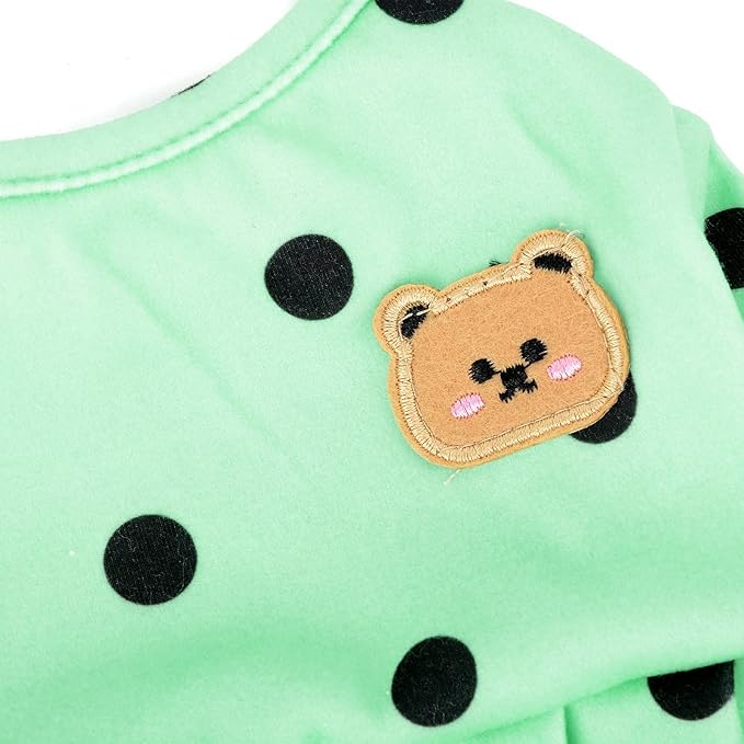 PAIDEFUL Polka Dot Dog Pajamas for Small Dogs, Lightweight Four-Leg Puppy One-Piece with Belly Coverage, Soft Pullover Sleepwear for Chihuahua Yorkie and Cats, Green, M