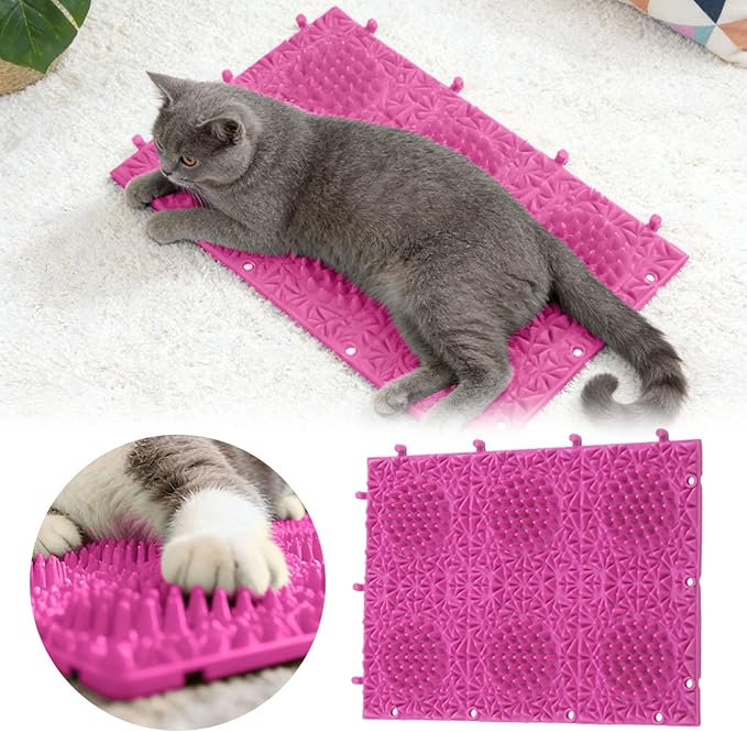 Durable Cat Scratch Pads, Natural Sisal Cat Corner Scratcher for Indoor Cats, Cat Scratching Pad Rug for Small Adult Cats to Save Furniture, Couch, Carpet, Door Frame (Hot Pink)