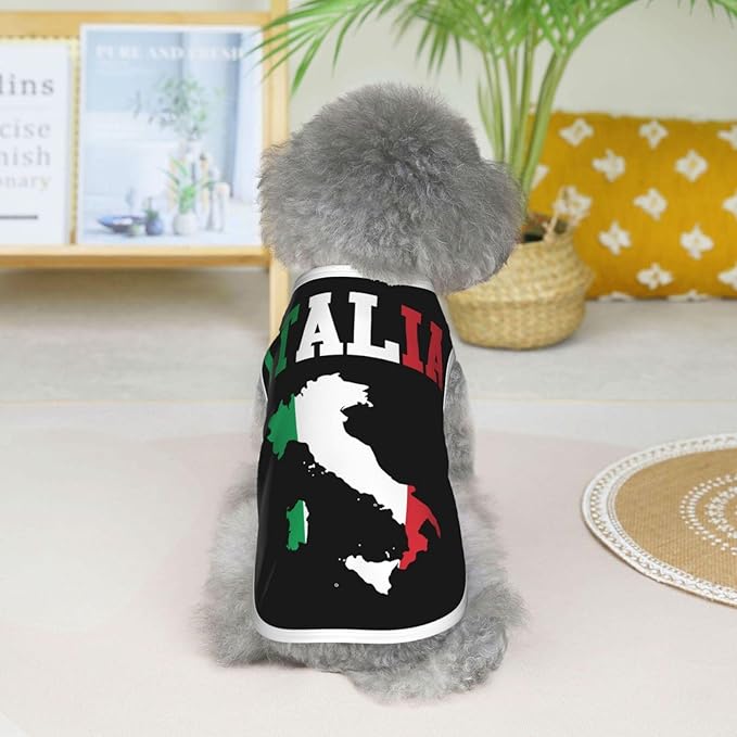 Italia Flag Italy Italian Italiano Map Dog Shirts Sleeveless Puppy Cotton T-Shirts Breathable Dog Clothes Pet Apparel Tank Top Pullover Doggy Cozy Canine Wear for Small Dogs Cats Black Large