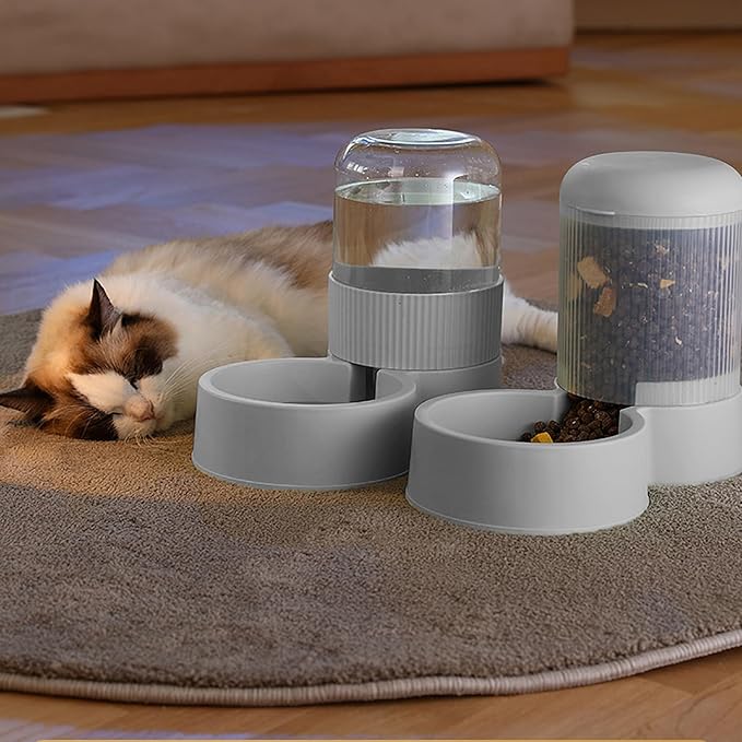 Automatic Cat Feeder and Cat Water Dispenser,Automatic Feeder and Water Dispenser 1 Gallon for Small Medium Big Dog Pets Puppy Kitten