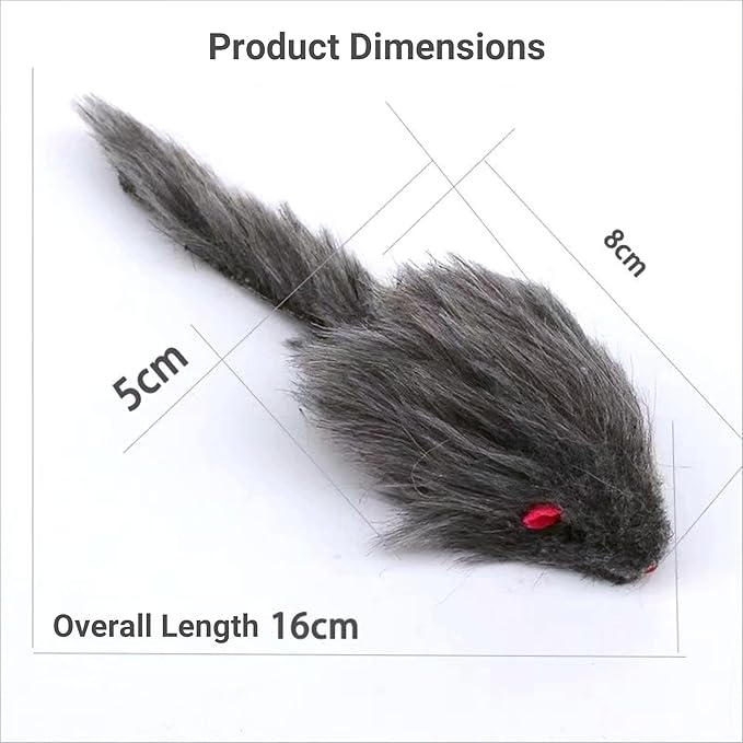 Cat Toys, 5 Pack Faux Fur Cat Mouse Toy, Interactive Cat Toy 6.3โ Realistic Size Grey Furry Rattle Mouse Without Catnip Kitten Mice Toy for Bored Indoor Adult Cat, Feline Chew Toy Self Play
