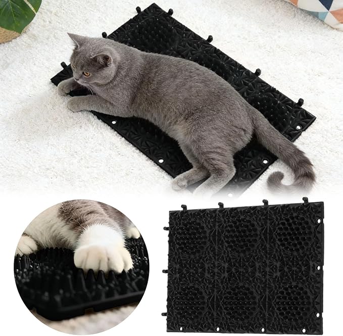 Durable Cat Scratch Pads, Natural Sisal Cat Corner Scratcher for Indoor Cats, Cat Scratching Pad Rug for Small Adult Cats to Save Furniture, Couch, Carpet, Door Frame (Black)