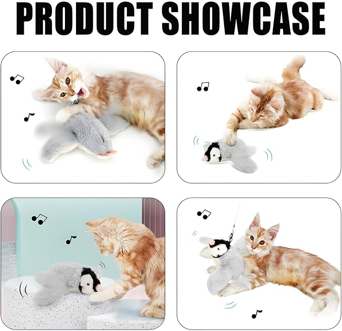 Dumwick 2026 Upgrade Interactive Chirping Bird Cat Toy,Flapping Wingss with Realistic Sounds,Simulated Chirping Bird Cat Toy for Indoor Play and Exercise (Gray Bird 1pcs)