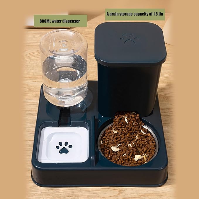 Dog Double Bowl Feeder Automatic Cats Food Container and Water Dispenser for Dog Daily Feeding Watering Supply Water Dispenser Automatic Travel