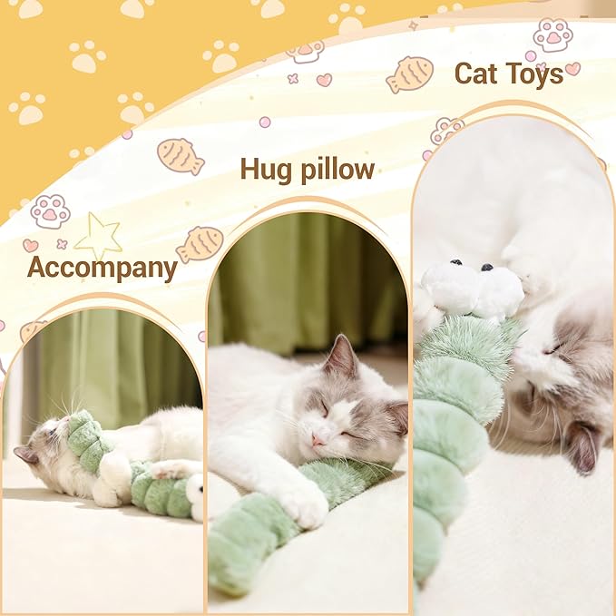 Cat Toys Pillows 3 Pack, Large 15.96” Cat Kicker Toys with Catnip Inside, Durable Interactive Cat Toys for Indoor Cats, Soft Kick Sticks for Exercise & Play