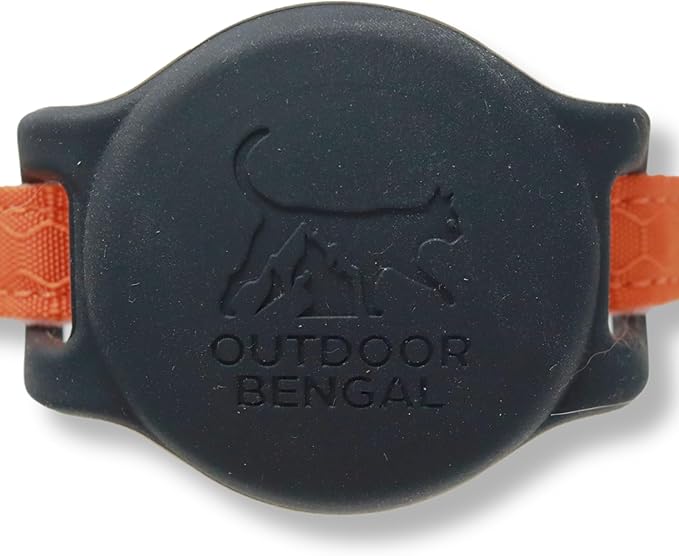 OutdoorBengal Breakaway Cat Collar + Airtag Holder, No Bell - Compatible Silicone Case, Breakaway Airtag Cat Collar for Apple Air Tag - Waterproof Tracking Collars for Boy, Girl, Cats, Kittens (Black)